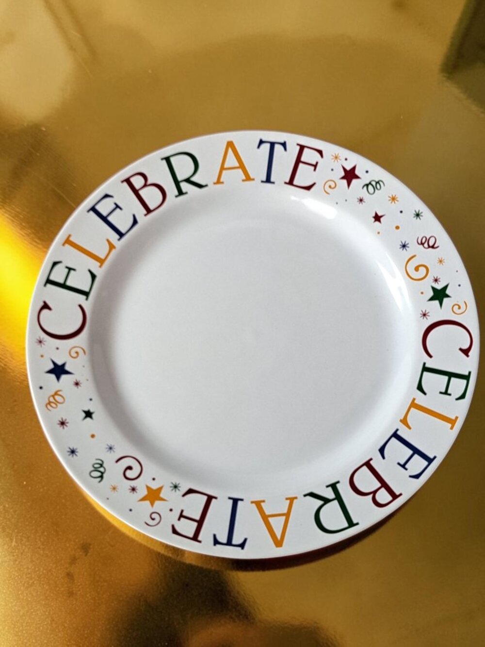 Pampered Chef "Celebrate!" Confetti White Plate Dish